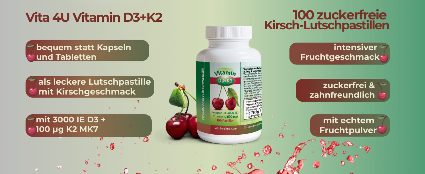Vitamin D3 und K2 als Kirschpastillen hier kaufen
